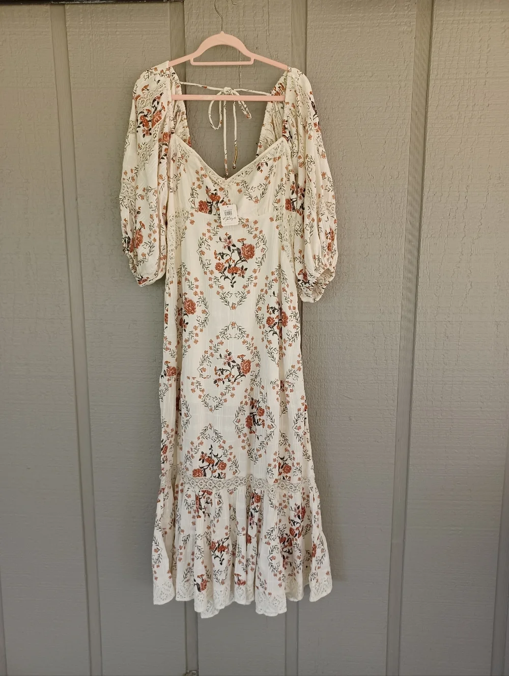 Free People All The Attitude Maxi Dress Size L Women Boho Cottagecore Floral - Picture 2 of 15